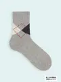 【3足1,386円】メンズ 毛混 2個ダイヤショートソックス グレー