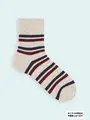 【3足1,386円】メンズ 毛混 2色ボーダーショートソックス キナリ