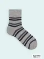 【3足1,386円】メンズ 毛混 2色ボーダーショートソックス グレーモク