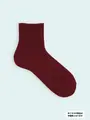 【3足1,386円】メンズ 毛混タムゴム口ゆったりリブショートソックス ダークレッド