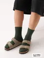 【3足1,386円】メンズ 毛混タム太リブショートソックス オリーブ