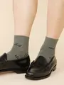 【3足1,386円】メンズ めがね柄ショートソックス ダークグリーン