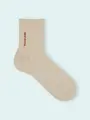 【3足1,386円】メンズリブ風ロゴ刺繍ショートソックス ベージュ