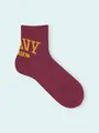 【3足1,386円】メンズ ロゴスウェットショートソックス ワイン