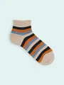 【3足1,386円】メンズ マルチボーダーショートソックス ベージュ