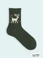 【3足1,386円】メンズ クリスマス限定 毛混トナカイショートソックス グリーン