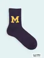 【3足1,386円】メンズ モコモコロゴショートソックス Mロゴ+パープル