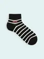 【3足1,386円】メンズ ボーダーボックスロゴショートソックス クロ