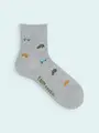 【靴下屋fam】メンズ くるま柄ショートソックス グレー