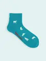 【靴下屋fam】メンズ 氷のいきものショートソックス エメラルド＋シロクマ