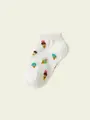 【3足1,386円】キッズ アイスクリームスニーカー用ソックス オフホワイト
