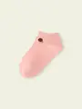 【3足1,386円】キッズ いろいろ刺繍スニーカー用ソックス ピンク+ハリネズミ