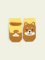 【3足1,386円】キッズ 動物いろいろスニーカー用ソックス イエロー+シバイヌ