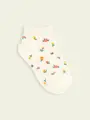 【3足1,386円】キッズ小花柄スニーカー用ソックス オフホワイト