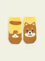 【3足1,386円】キッズ 動物いろいろスニーカー用ソックス イエロー+シバイヌ