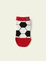 【靴下屋fam】キッズ サッカーボールスニーカー丈ソックス アカ
