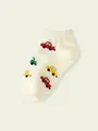 【3足1,386円】キッズ カラフルくるまスニーカー用ソックス オフホワイト