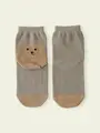 【3足1,386円】キッズ かかとくまショートソックス グレージュ