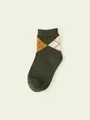 【3足1,386円】キッズ 2個ダイヤショートソックス ダークグリーン
