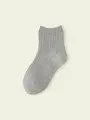 【3足1,386円】キッズ 太リブショートソックス グレー