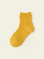 【3足1,386円】キッズ 太リブショートソックス イエロー