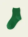 【3足1,386円】キッズ 太リブショートソックス グリーン