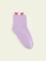 【3足1,386円】キッズ ゴム口たっぷりハートショートソックス ラベンダー