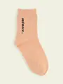 【3足1,386円】キッズ リブ風ロゴショートソックス ピーチ