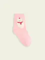 【3足1,386円】キッズ クリスマス限定 もふもふ動物ショートソックス ピンク+ネコ