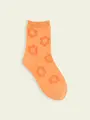 【3足1,386円】キッズ リンクスフラワーショートソックス オレンジ