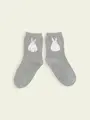 【3足1,386円】キッズ うさぎしっぽショートソックス グレー
