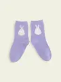 【3足1,386円】キッズ うさぎしっぽショートソックス ラベンダー