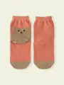 【3足1,386円】キッズ かかとくまショートソックス ピーチ