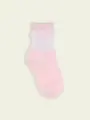 【靴下屋fam】キッズ チュールリボン切替ショートソックス ピンク