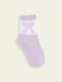 【靴下屋fam】キッズ チュールリボン切替ショートソックス ラベンダー