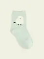 【3足1,386円】キッズ もふもふ動物ショートソックス ミント+シマエナガ
