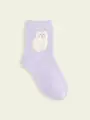 【3足1,386円】キッズ もふもふ動物ショートソックス ラベンダー+ペルシャネコ