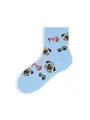 【3足1,485円】キッズ I LOVE PUGショートソックス / 16-18cm サックス