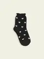 【3足1,386円】キッズ ピコワッフルハートショートソックス クロ