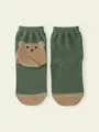 【3足1,386円】キッズ かかとくまショートソックス オリーブ