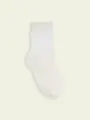 【靴下屋fam】キッズ チュールリボン切替ショートソックス オフホワイト