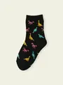 【3足1,386円】キッズ 恐竜柄ショートソックス クロ