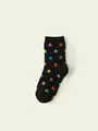 【3足1,386円】キッズ ライン星柄ソックス クロ+マルチ