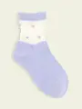 【3足1,386円】キッズ チュール花柄切替ソックス ラベンダー