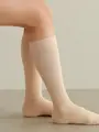 【美脚Labo】綿着圧ハイソックス ベージュ