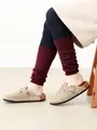 【温脚Labo】光電子×ウール混 ゆったりレッグウォーマー ダークプラム