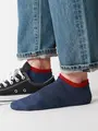 【Tabio MEN】定番/サポート入り2枚重ねスニーカー丈ソックス(25.0～27.0cm) インディゴ+レッド