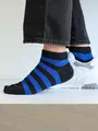 【Tabio MEN】和紙ブークレボーダースニーカー丈ソックス クロ+ブルー