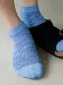 【Tabio MEN】綿ランダムカスリスニーカー丈ソックス サックス×ブルー