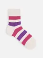 【Tabio MEN】リブビビッドボーダーショート丈ソックス ベージュ×パープル×ピンク